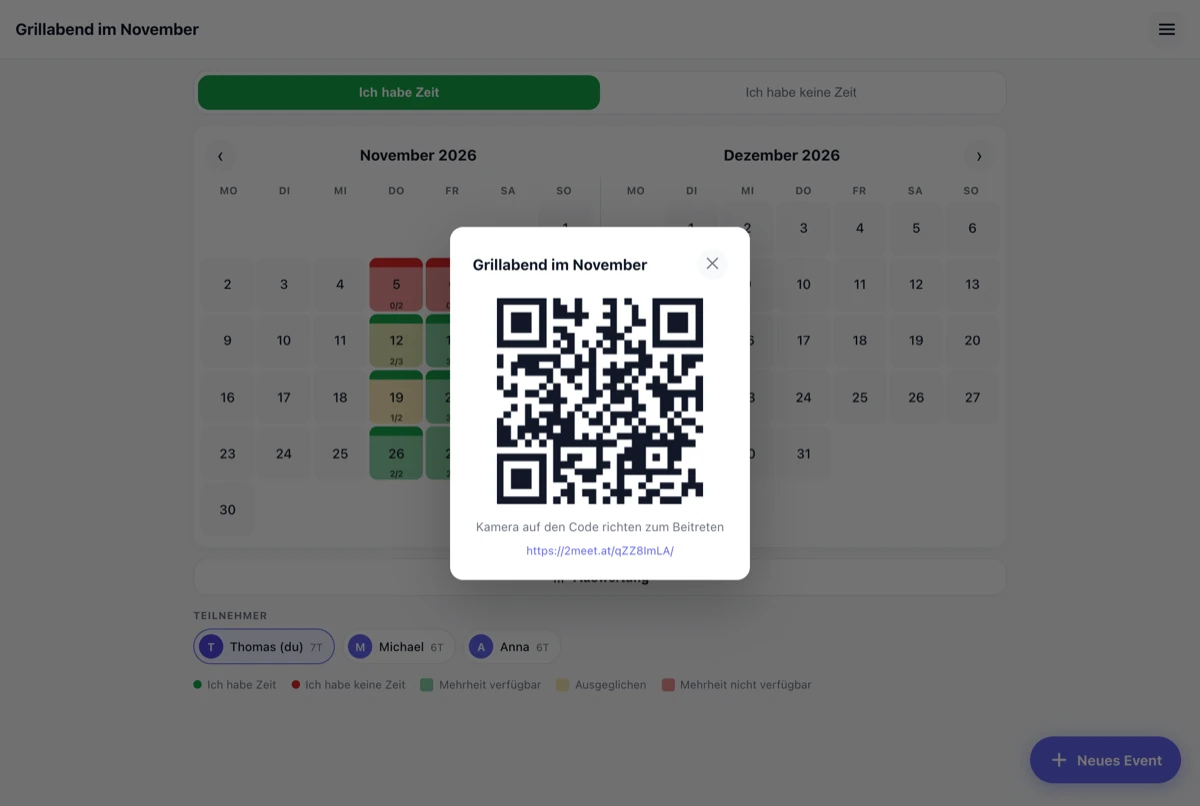 QR-Code zum Beitreten eines 2meet-Events