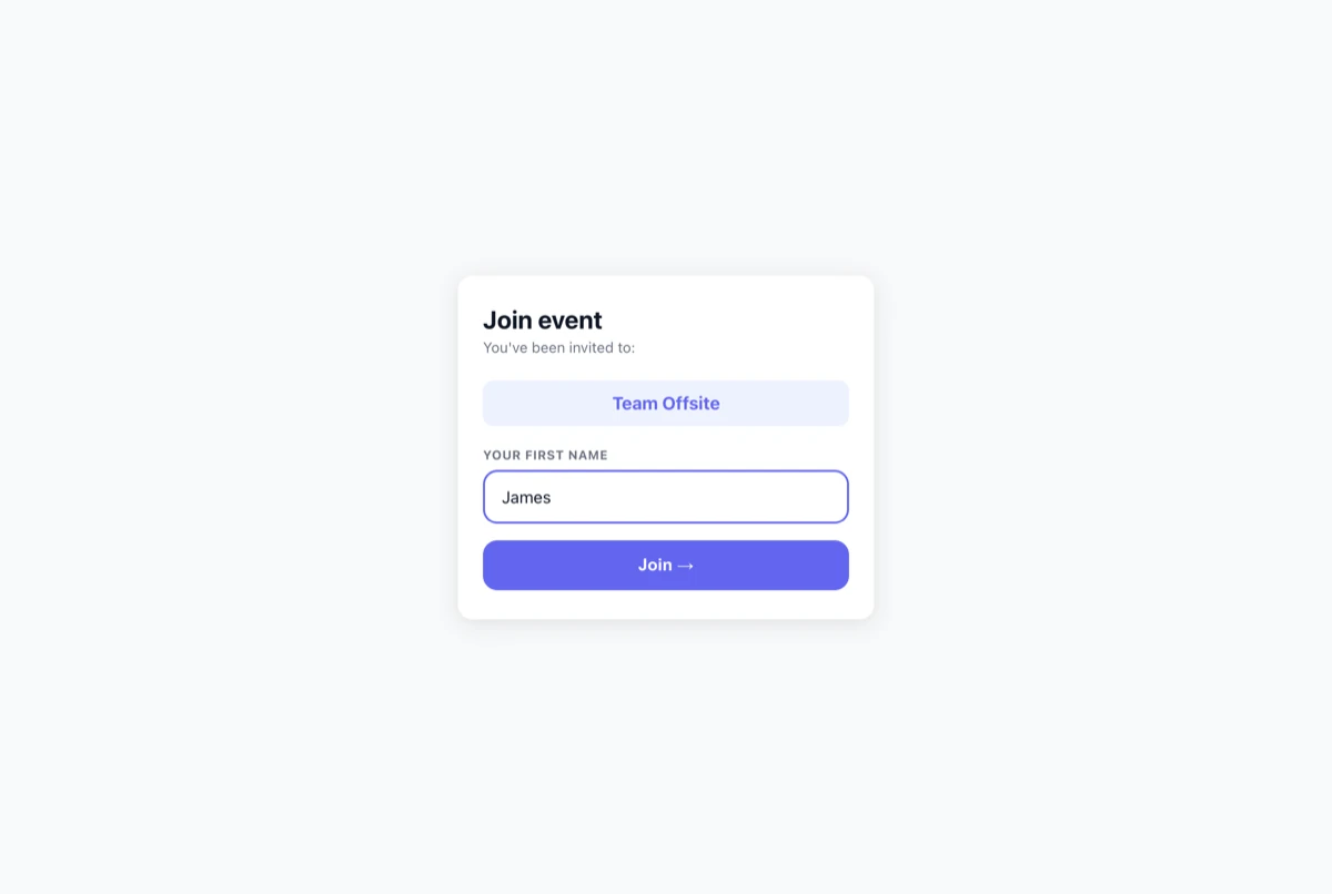 2meet join screen with an input field for the first name